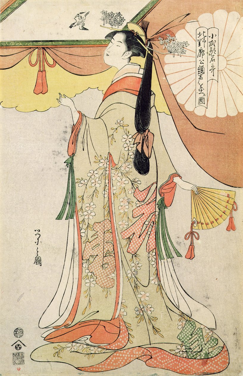 Poetessan Ko-Shibuku (träblock i färg) av Hosoda Eishi