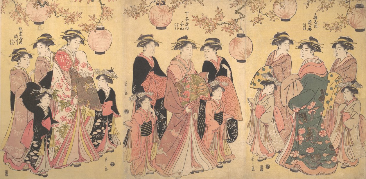 Yoshiwara-paraden på hösten, ca. 1793. av Hosoda Eishi