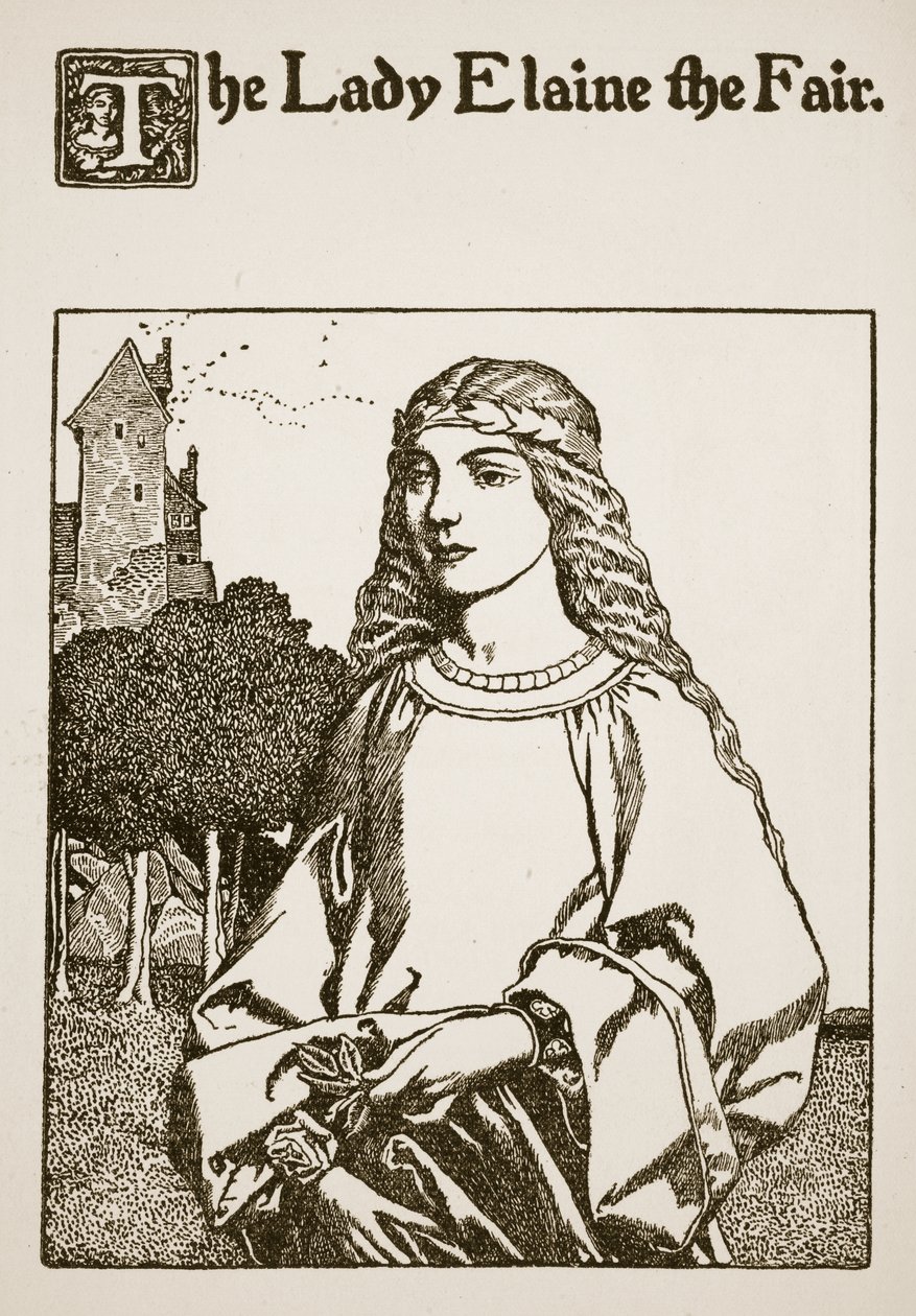 The Lady Elaine the Fair, illustration från 