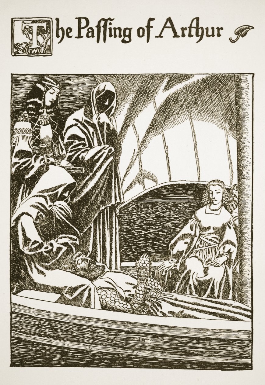 Arthurs bortgång, illustration från "The Story of the Grail and the Passing of Arthur", ca 1910 av Howard Pyle