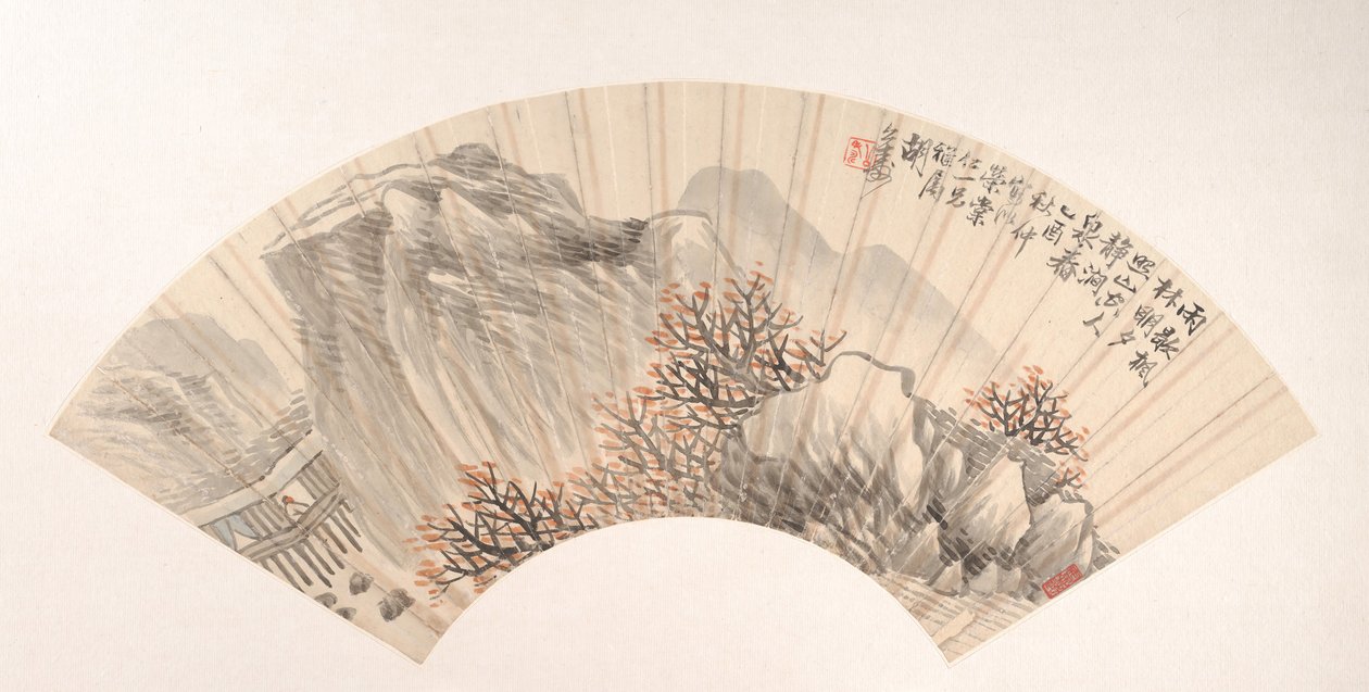 Landskap, daterad 1885. av Hu Yuan