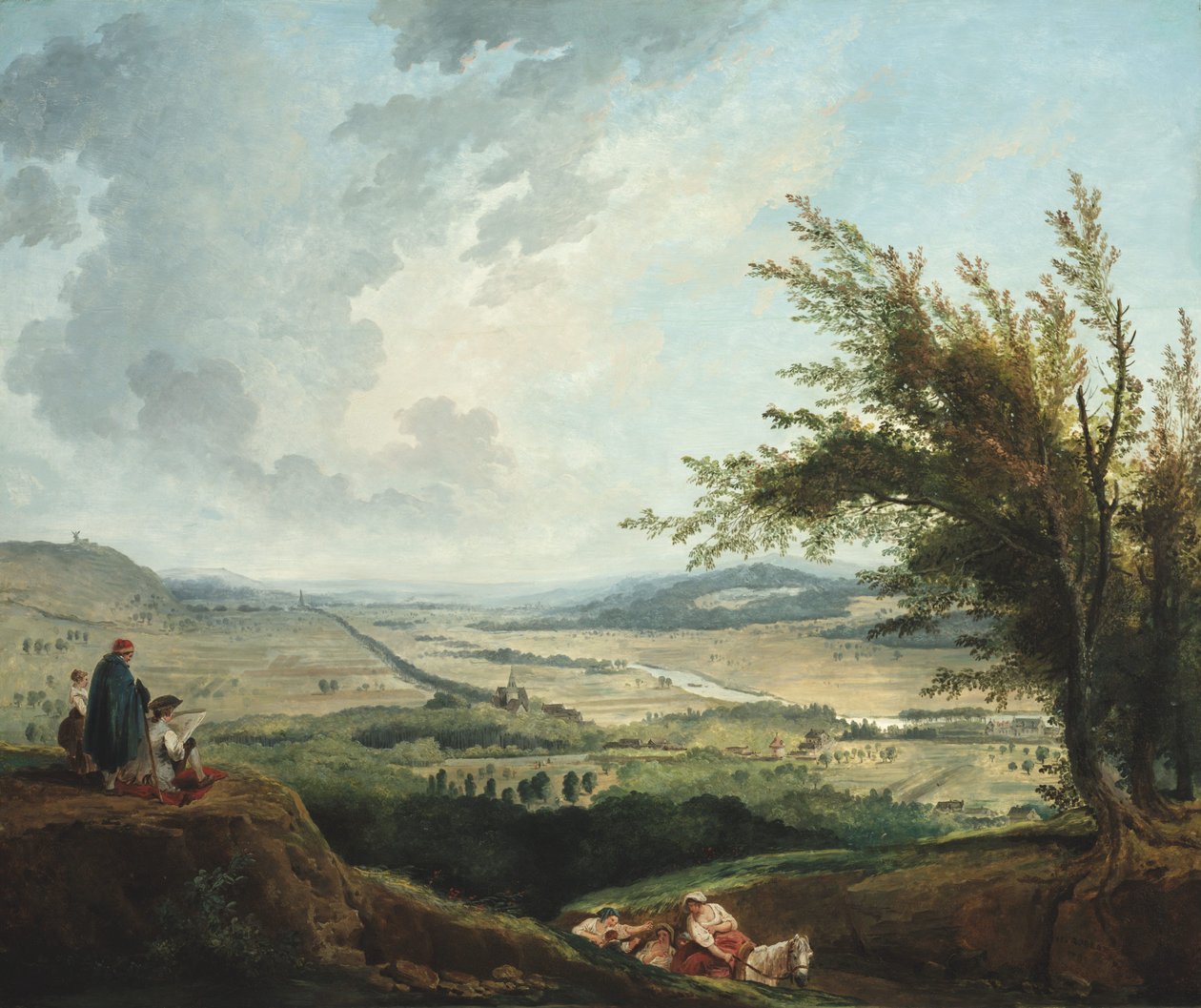 Ett omfattande landskap nära Paris av Hubert Robert