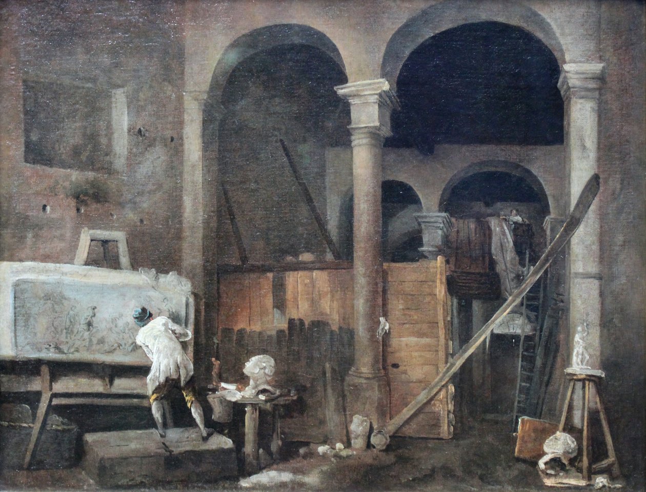 Konstnärens ateljé av Hubert Robert