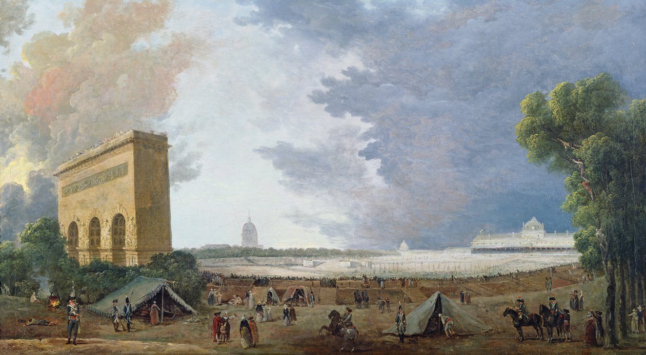 Fête de la Fédération på Champ de Mars, 14 juli 1790 av Hubert Robert