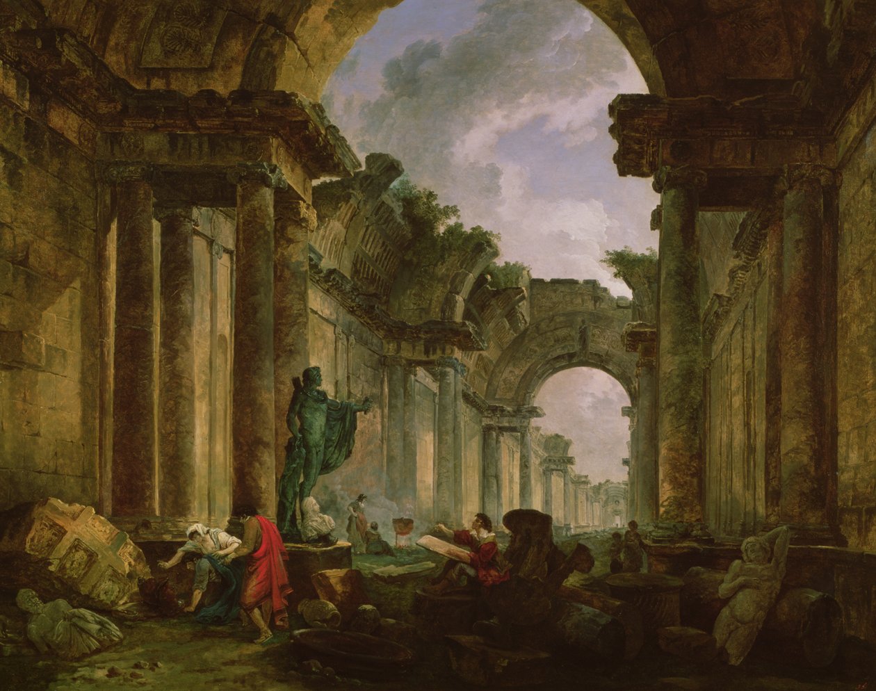 Imaginary View of Grand Gallery of Louvren in Ruins, 1796 av Hubert Robert