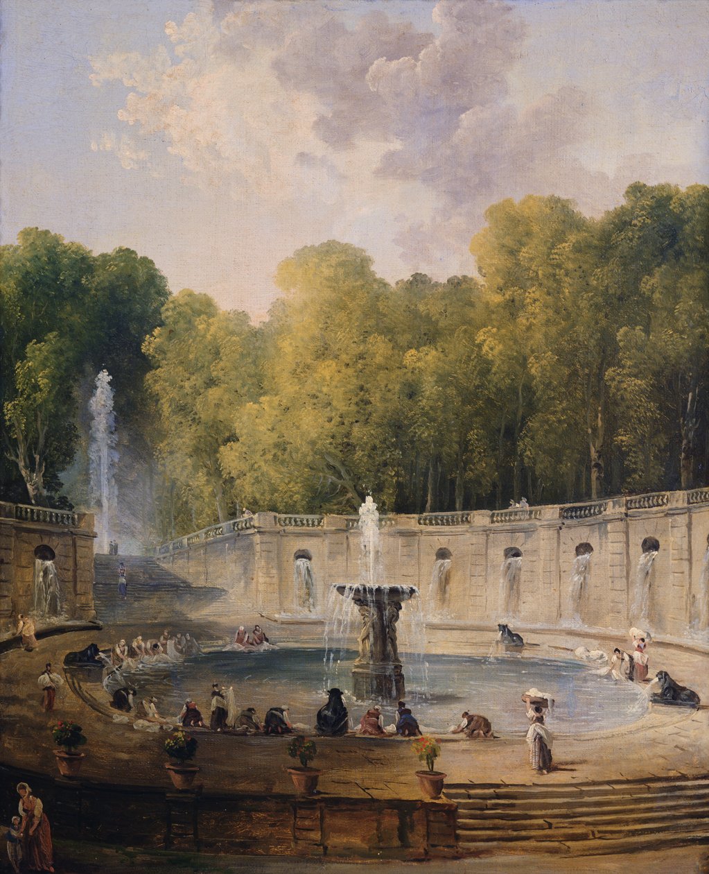 Tvättkvinnor i en park av Hubert Robert