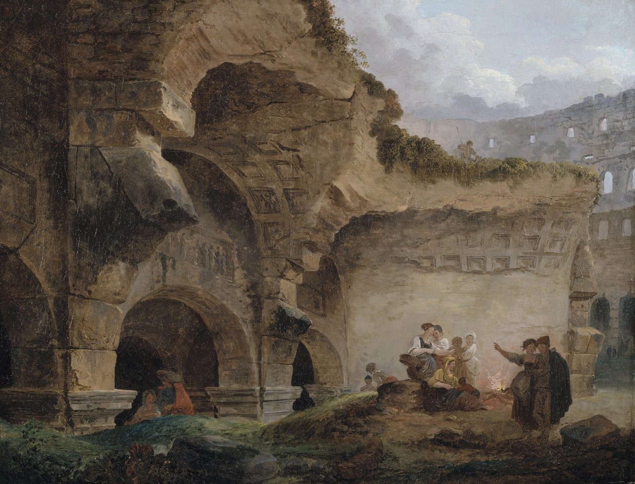 Tvättmästare i ruinerna av Colosseum av Hubert Robert