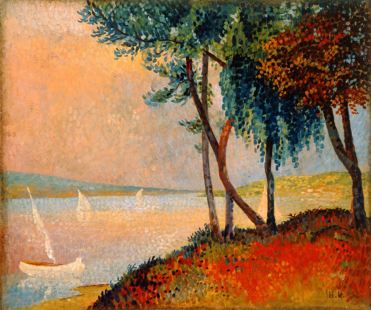 The Outskirts of St. Tropez, 1892 (olja på kort) av Hubert de la Rochefoucauld
