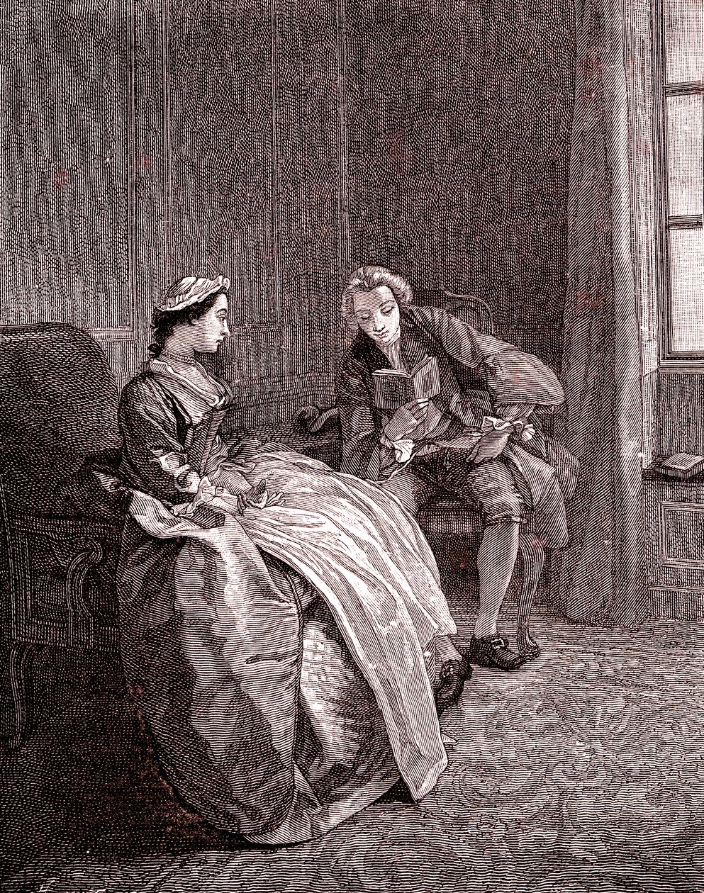 En gentleman läser på 1700-talet av Hubert Francois Gravelot
