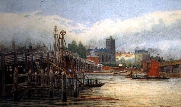 Gamla Putney Bridge av Hubert James Medlycott