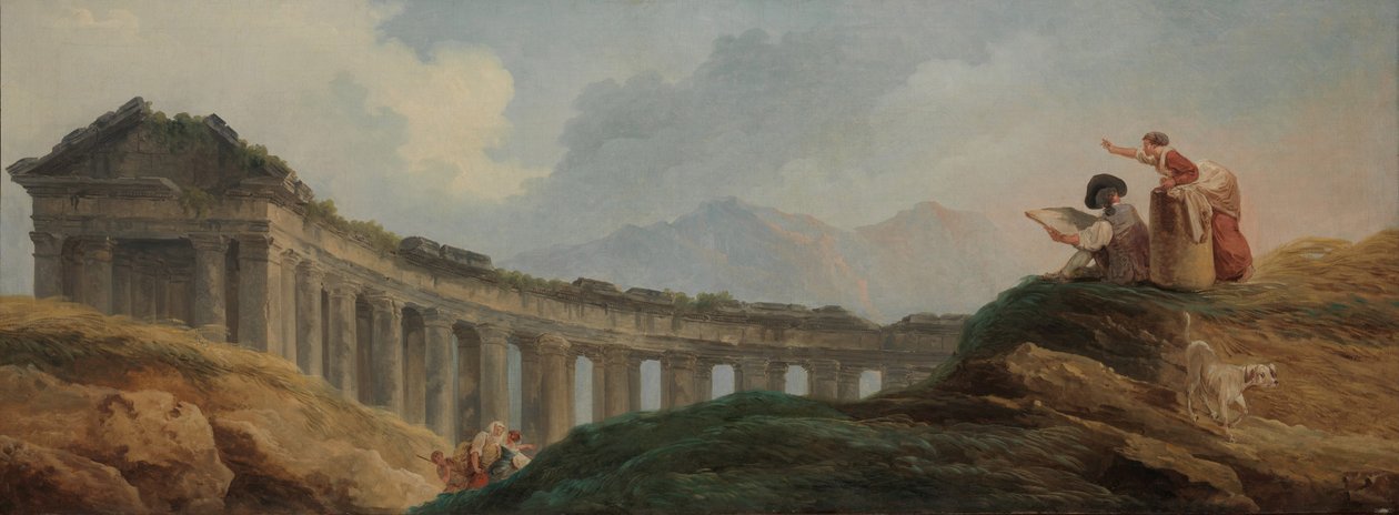 En pelargång i ruiner av Hubert Robert