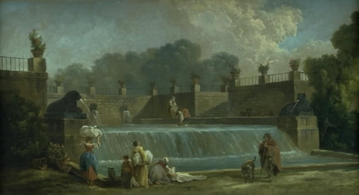 En fontän med tvättkvinnor av Hubert Robert