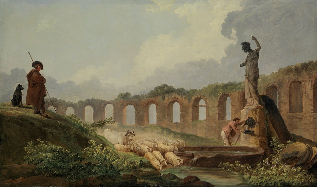 Akvedukt i ruiner. av Hubert Robert