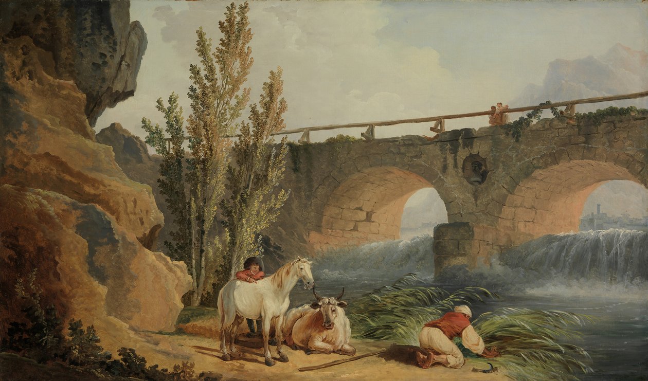 Bro över en kaskad. av Hubert Robert
