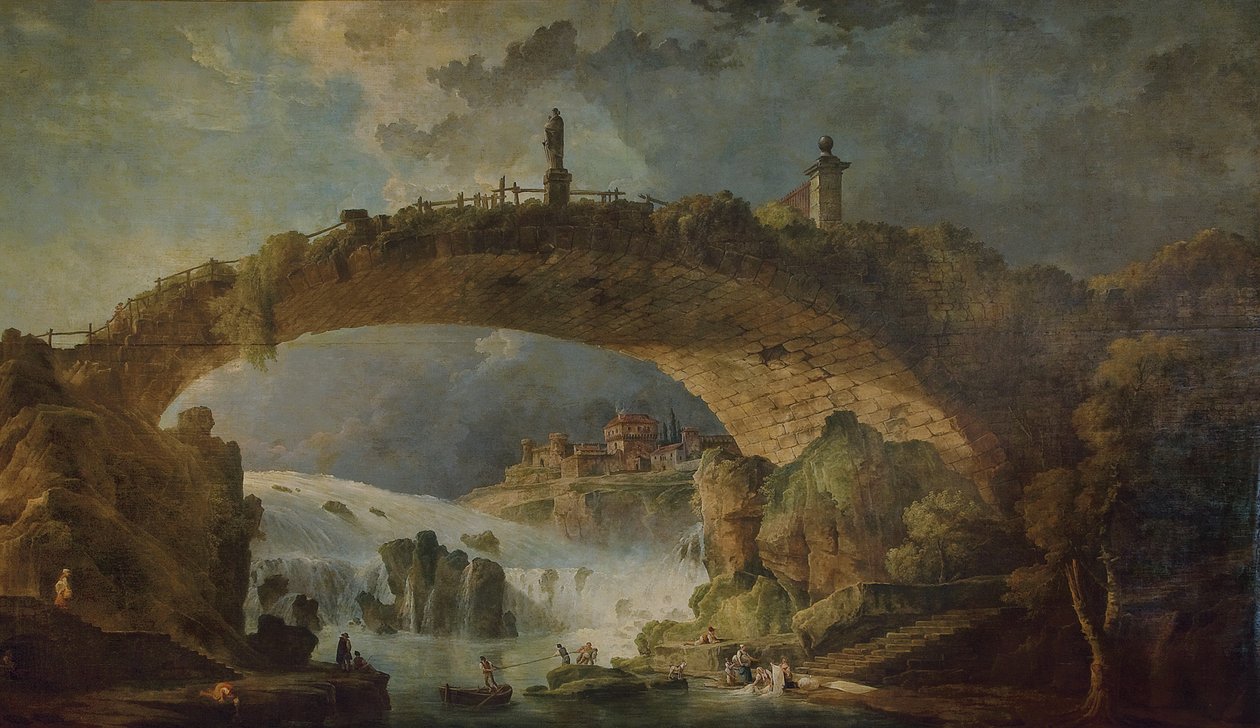 Bro över fallen av Hubert Robert