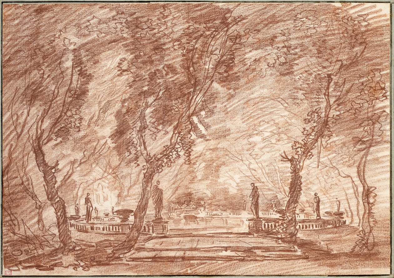 Fontän i parken av Hubert Robert