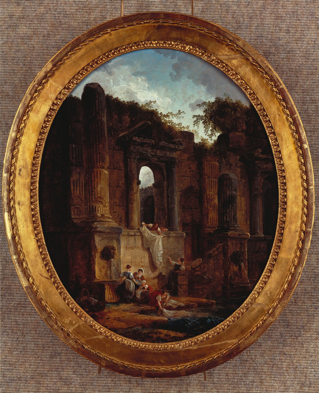 Landskap med ruiner (olja på duk) av Hubert Robert