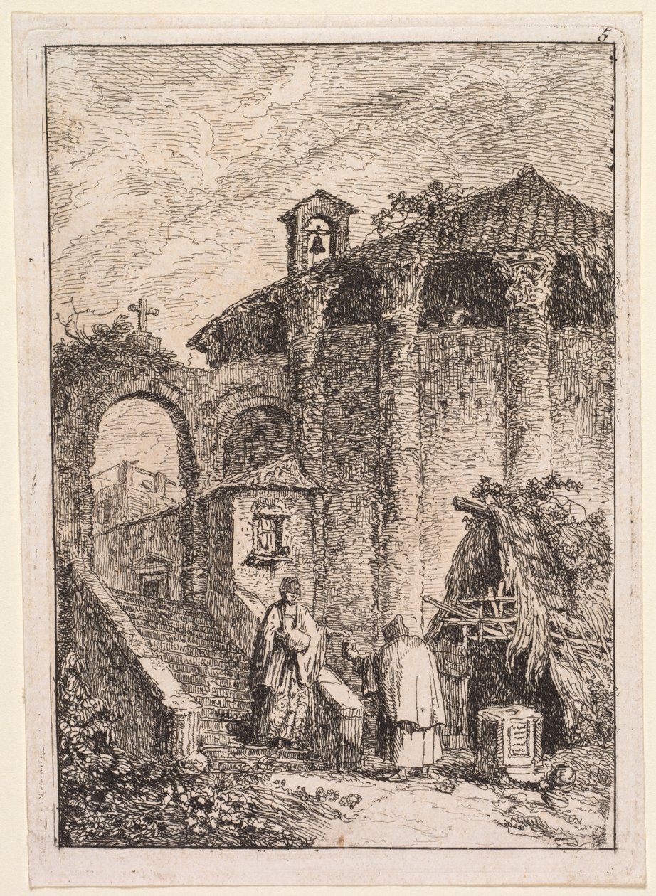 Kvällar i Rom: Det antika templet av Hubert Robert