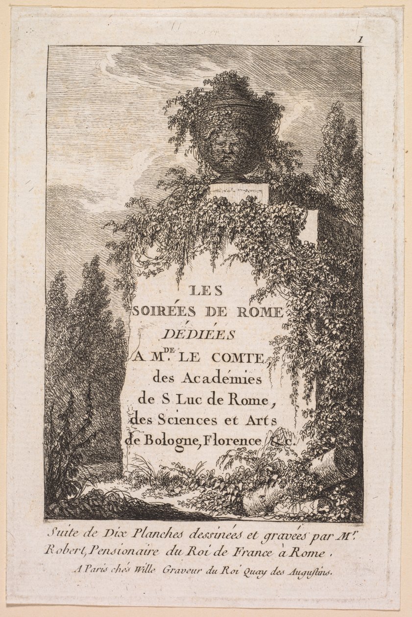 Kvällar i Rom: Titelsida av Hubert Robert