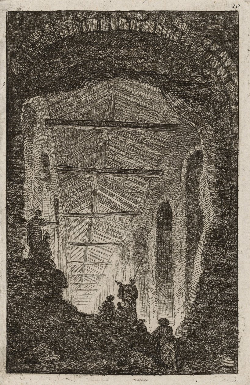 Tavla tio från kvällar i Rom, 1763-64 av Hubert Robert