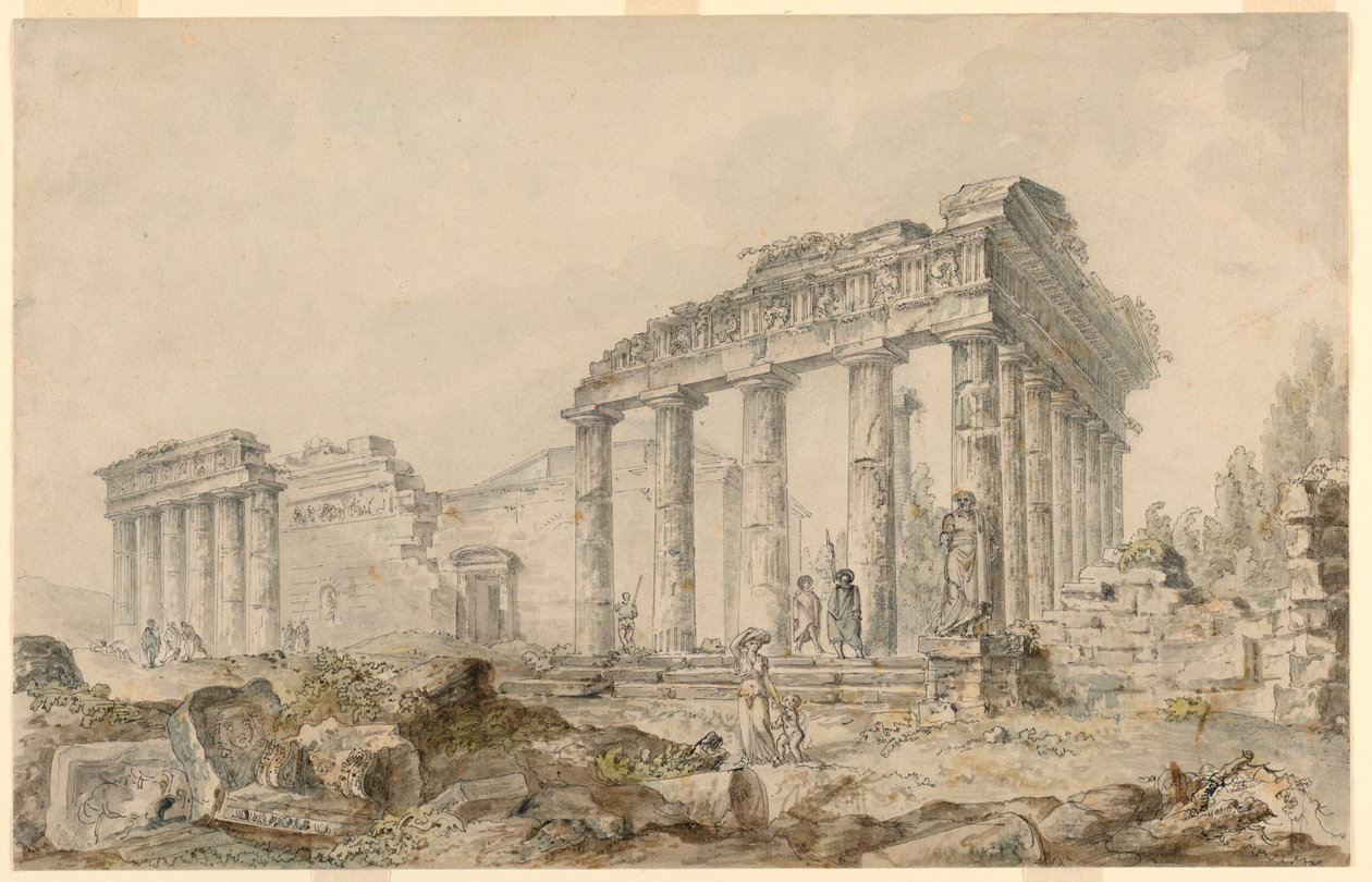 Minervas tempel, Aten, Grekland av Hubert Robert