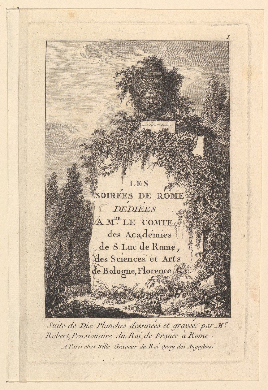 Titel, Kvällar i Rom.n.d. av Hubert Robert