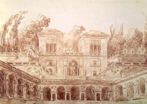 Villa Farnese, Rom (ritning) av Hubert Robert