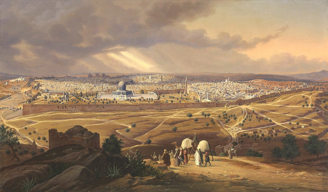 Utsikt över Jerusalem, 1847 av Hubert Sattler
