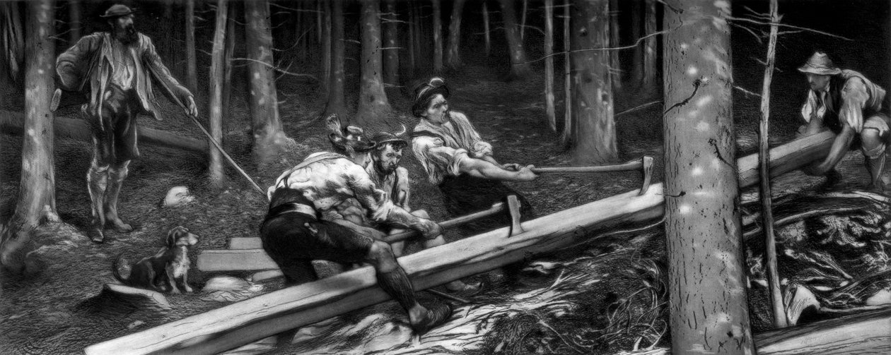 Vedhuggarna, c1880-1882. av Hubert von Herkomer