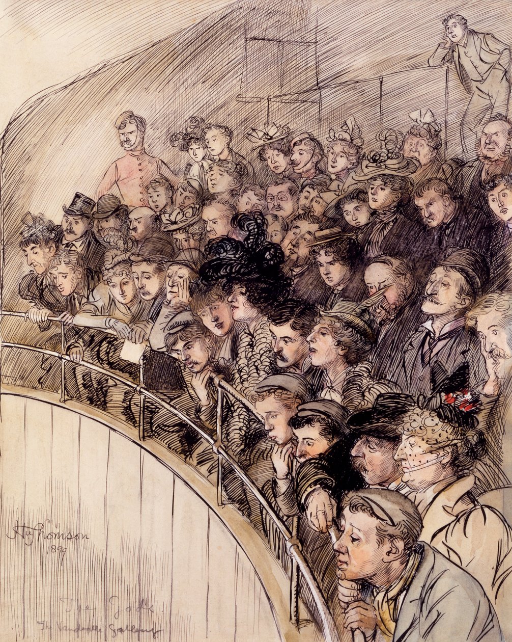 Gudarna, Vaudeville Gallery, 1899 (bläck på papper) av Hugh Thomson