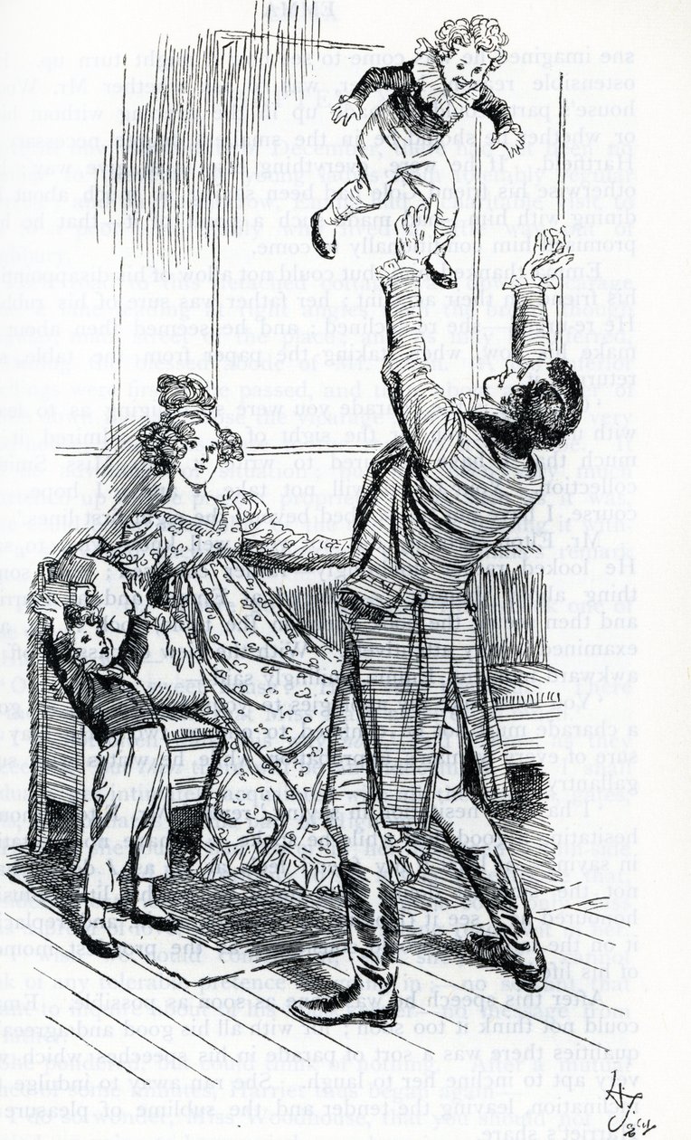 "Mr Knightley leker med sina barn" av Hugh Thomson