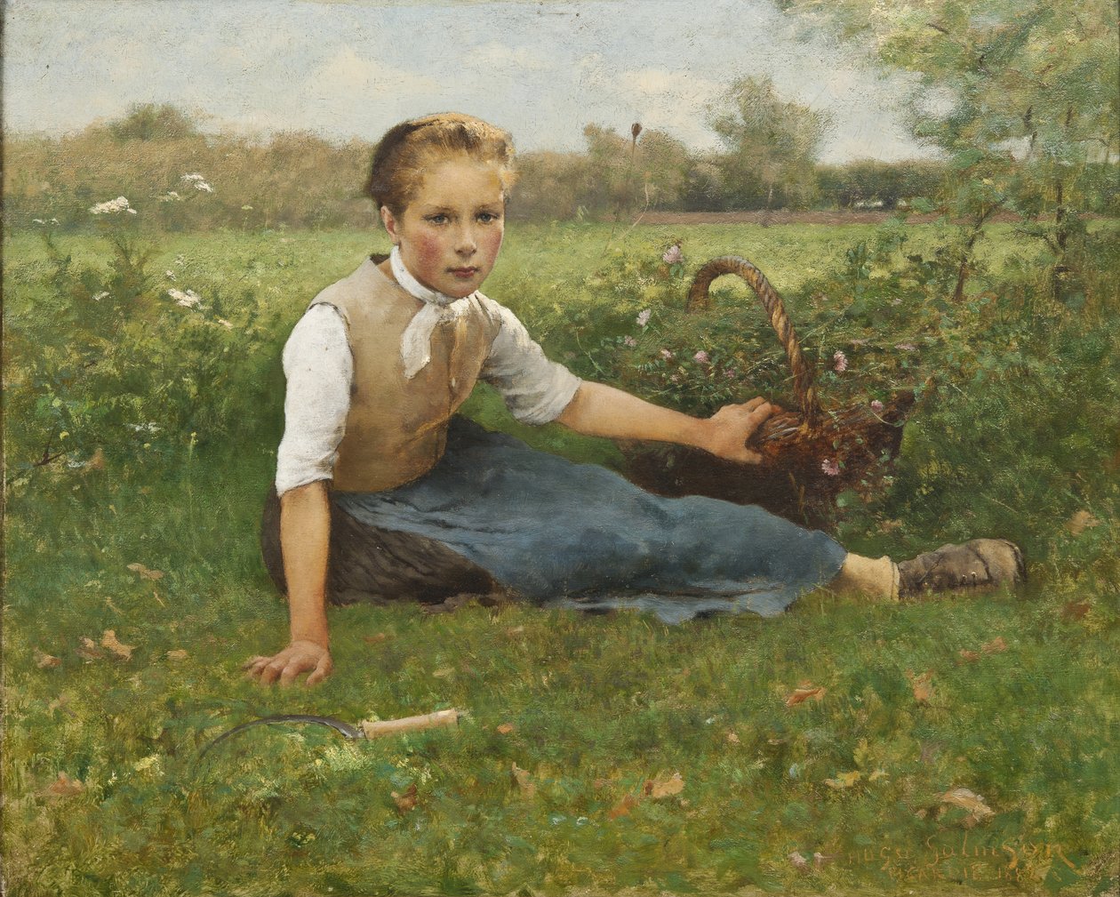 Plocka blommor, 1882 av Hugo Salmson