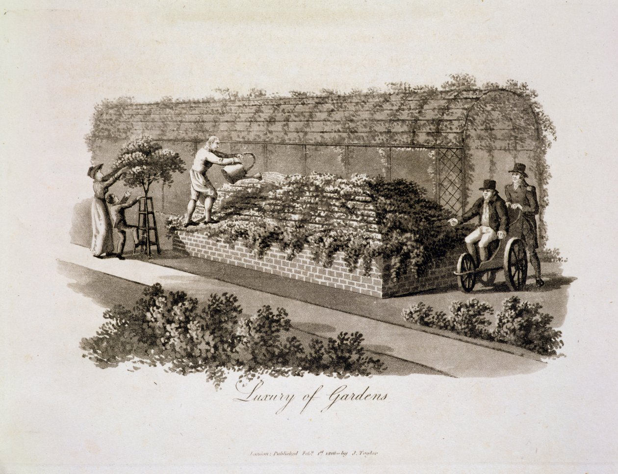 Luxury of Gardens, från "Fragments on the Theory and Practice of Landscape Gardening", publicerad 1816 (akvatint) av Humphry Repton