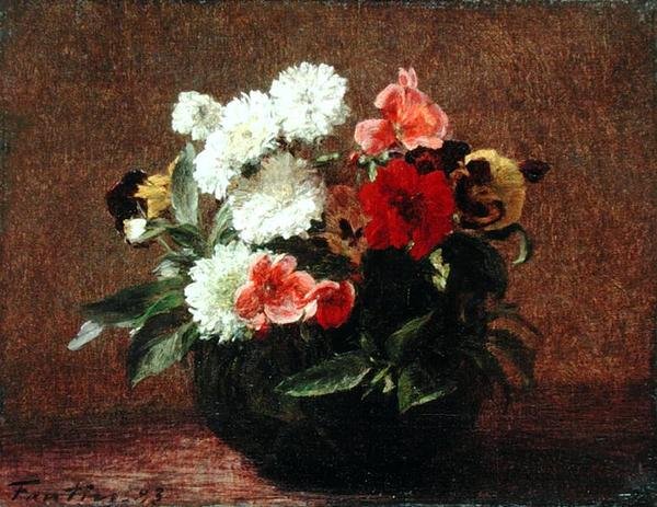 Blommor i en lerkruka av Ignace Henri Jean Fantin Latour