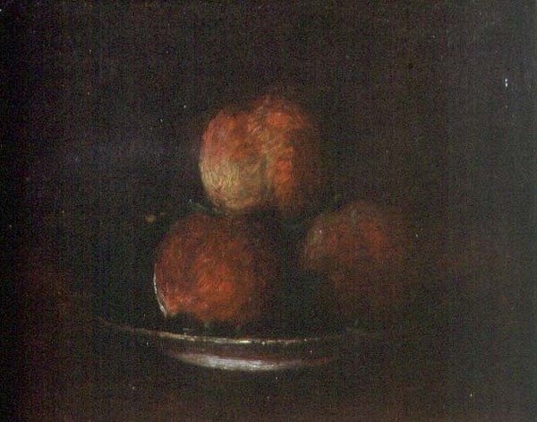 Three Peaches (olja på duk) av Ignace Henri Jean Fantin Latour
