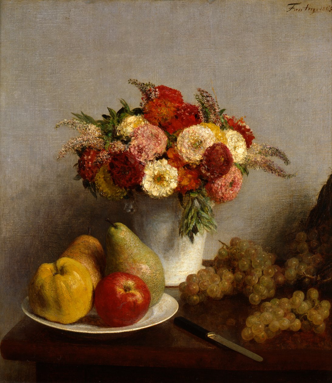 Frukt och blommor, 1865. av Ignace Henri Jean Fantin Latour