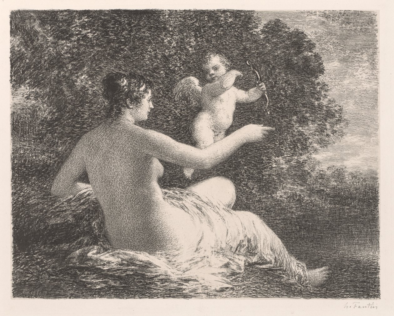 Venus och Amor, 1896. av Ignace Henri Jean Fantin Latour