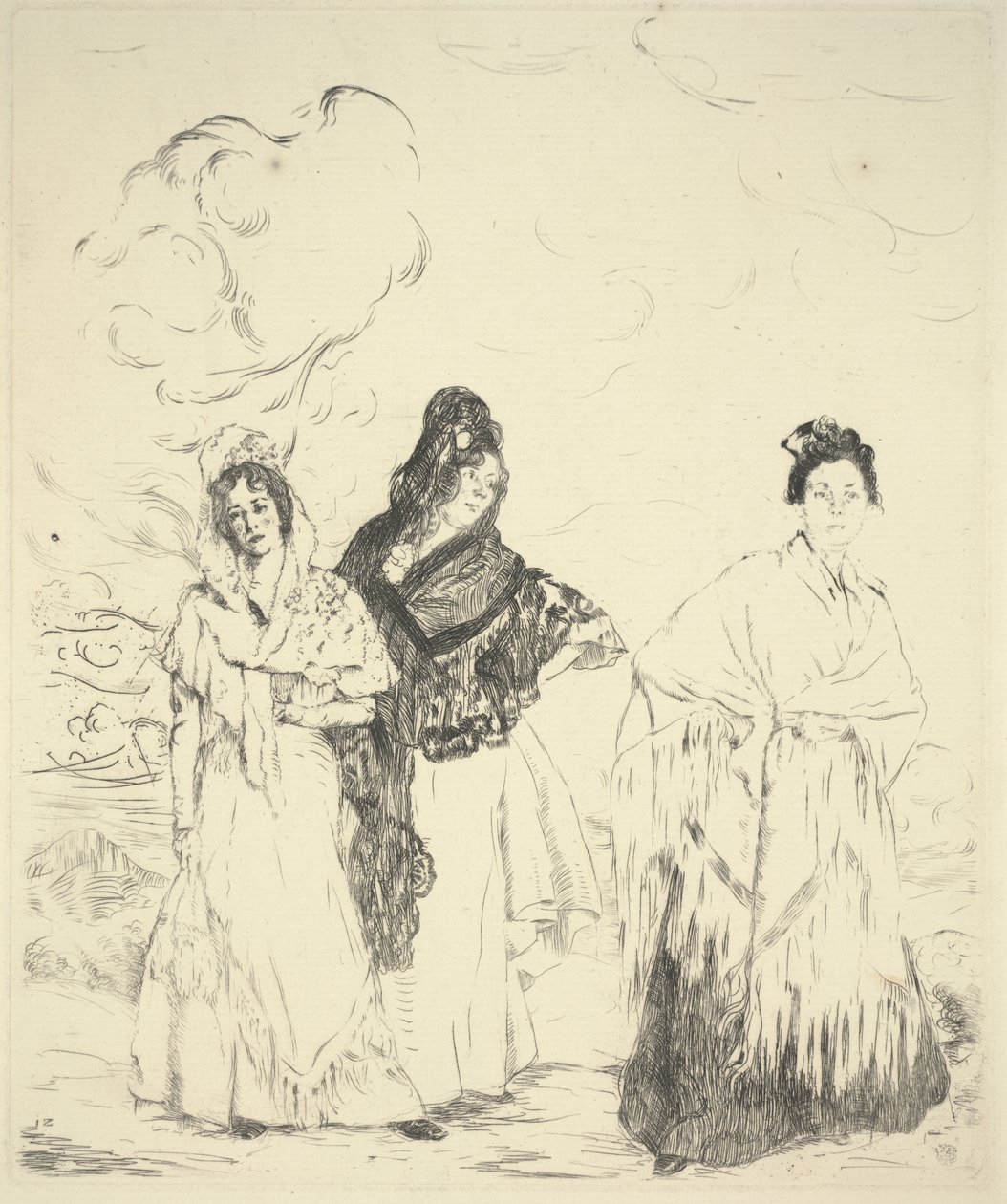 Las Manolas, ca 1899 (torrnål) av Ignacio Zuloaga y Zabaleta