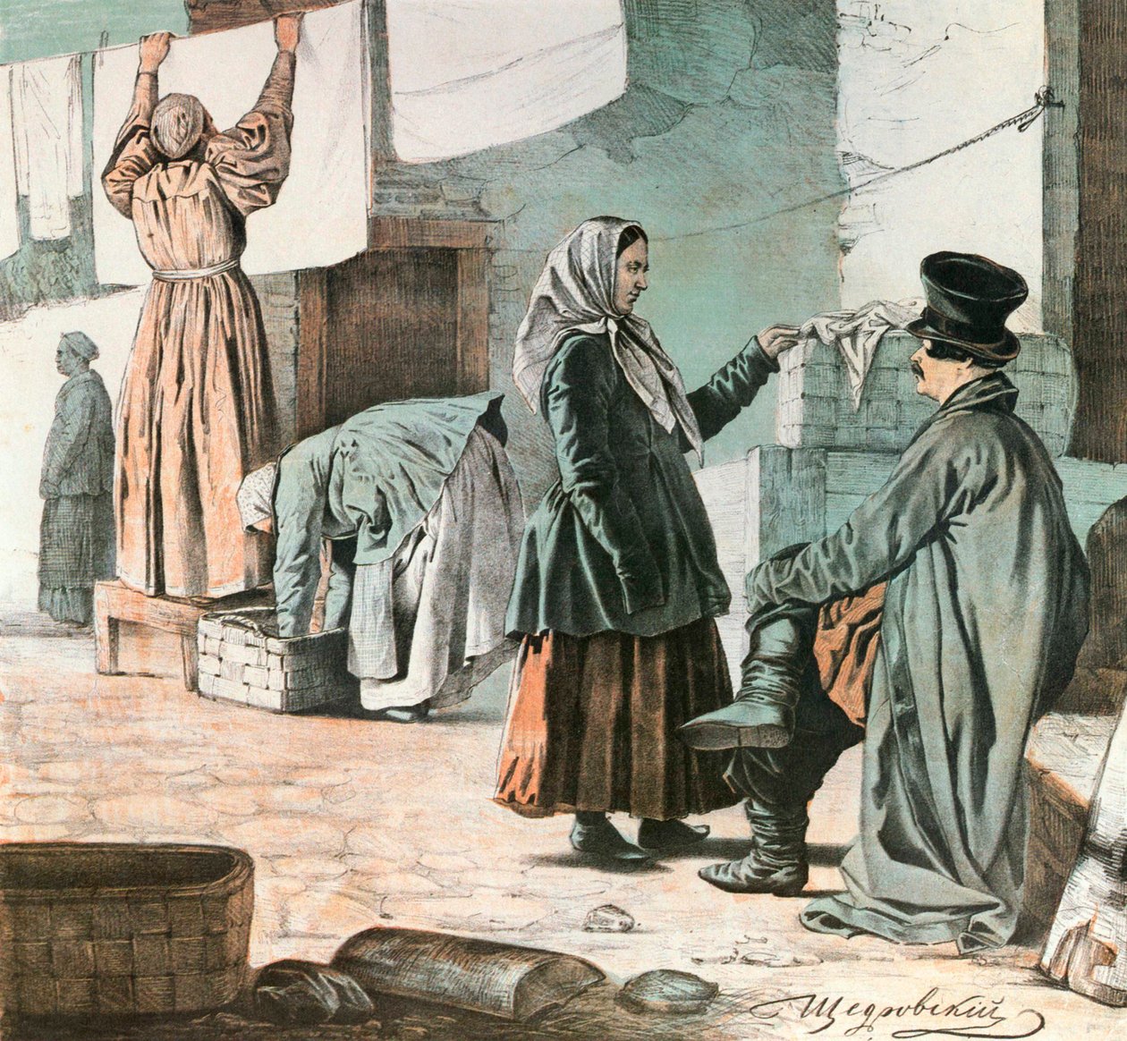 Tvätterskor, 1846. av Ignati Shchedrovsky