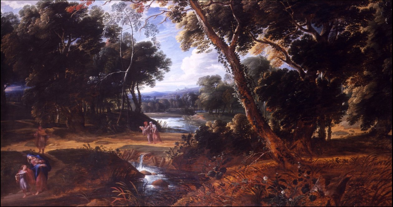 Landscape with the Madonna and rediscovered Child av Ignatius van der Stock
