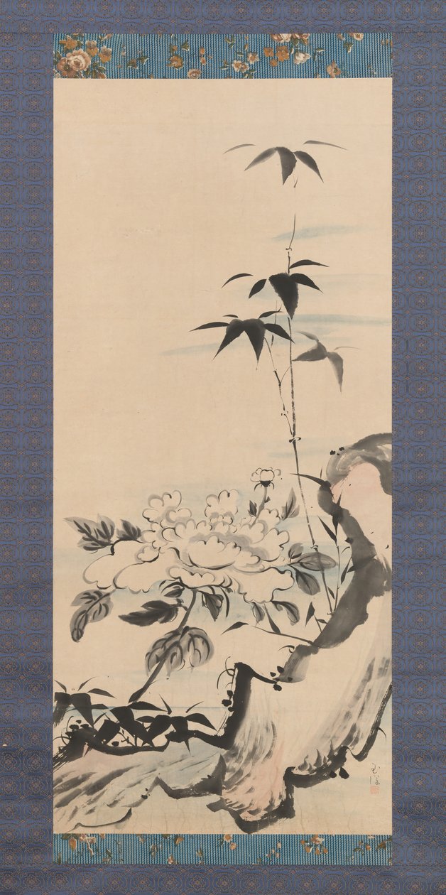 Pion och bambu, ca. 1768. av Ike no Gyokuran