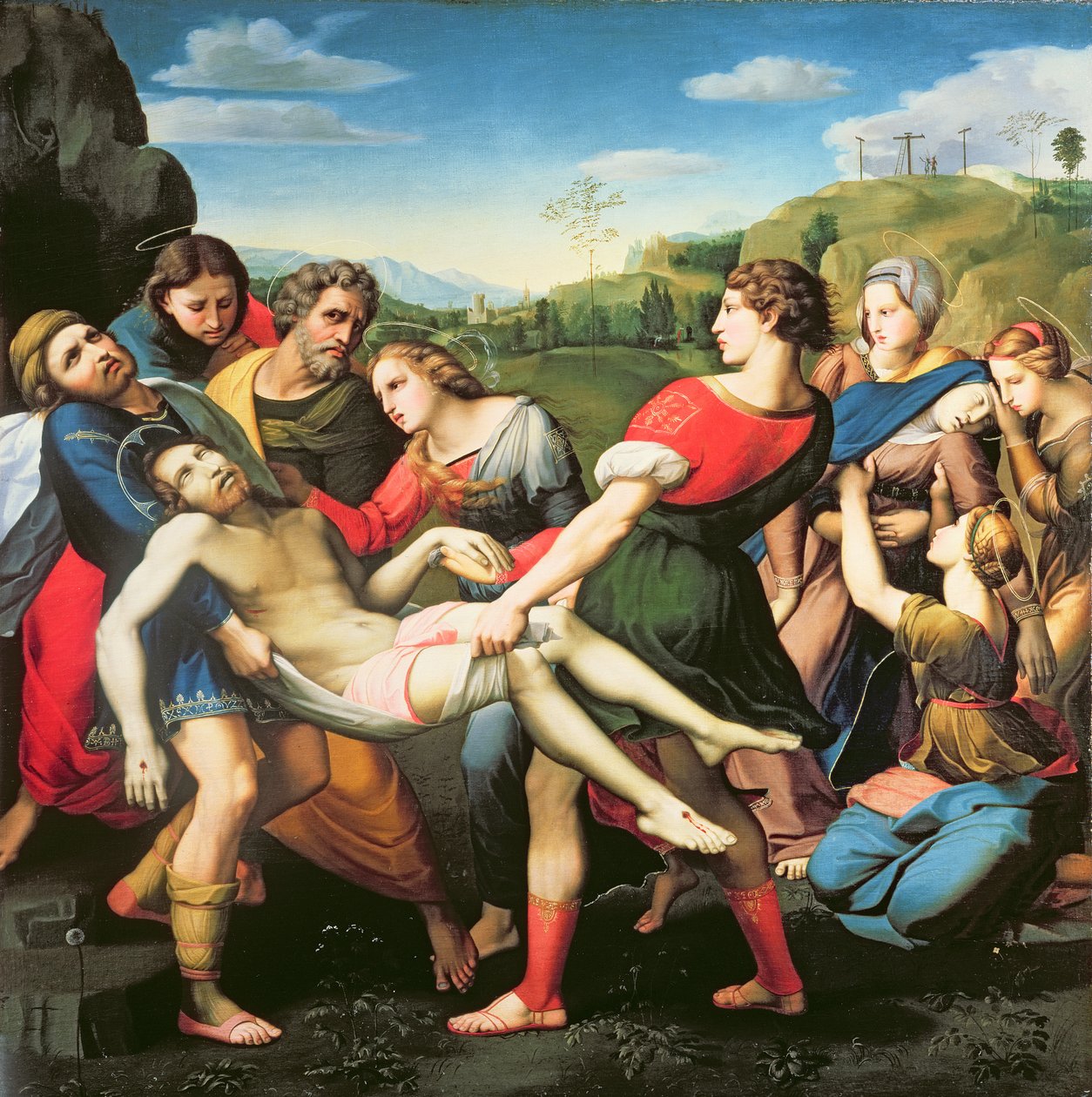 Gravläggningen, efter en målning av Rafael i Villa Borghese, Rom, 1600-talet av Il Sassoferrato