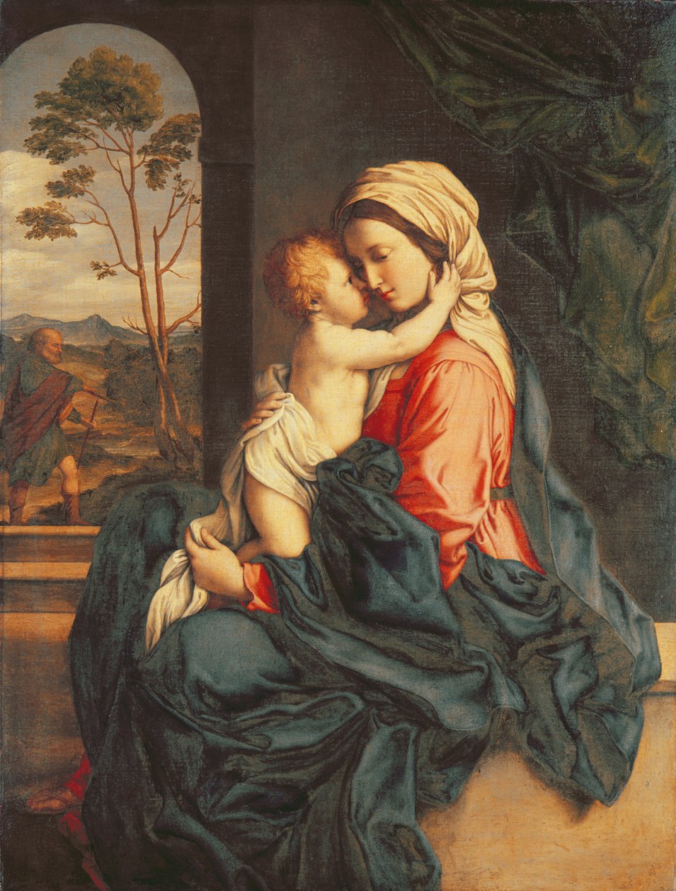 Jungfrun och barnet omfamnande c.1660-85 av Il Sassoferrato