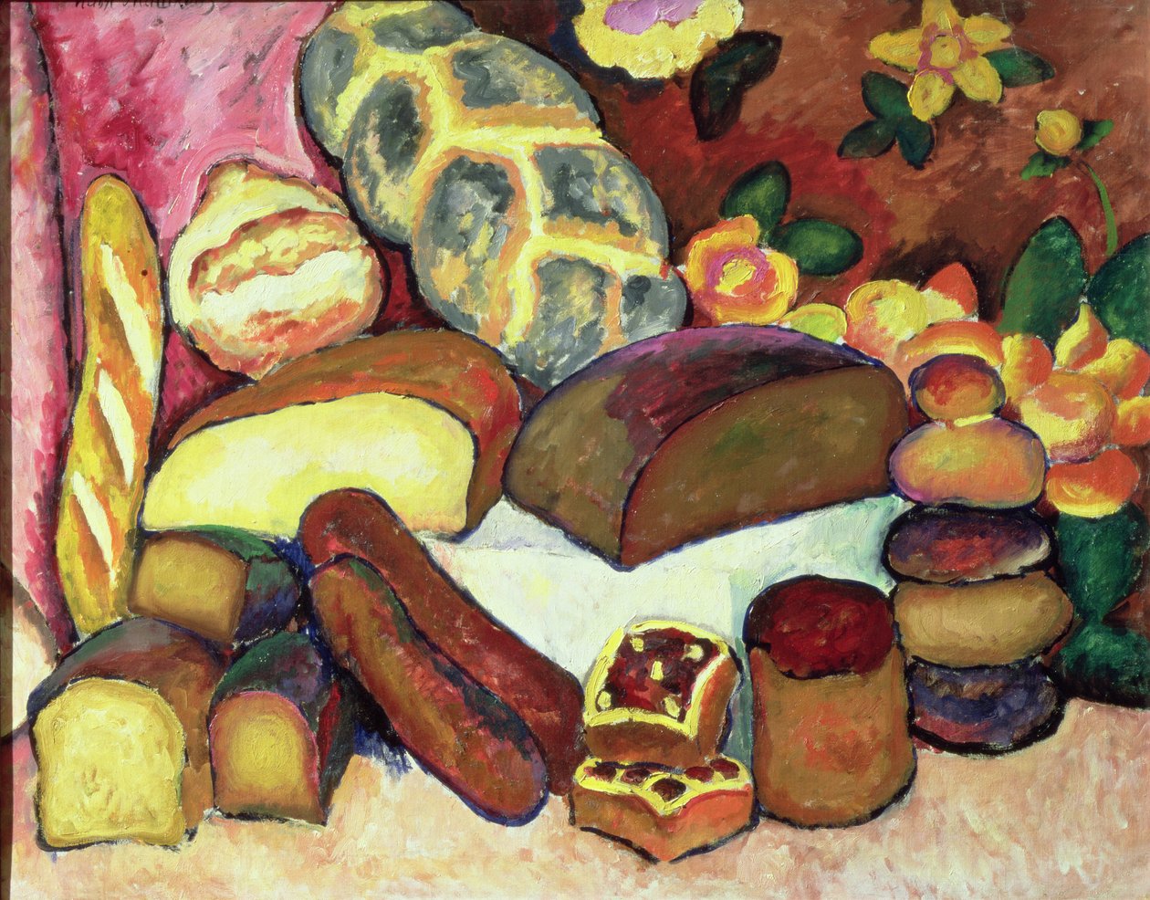 Stilleben med bröd av Ilya Ivanovich Mashkov