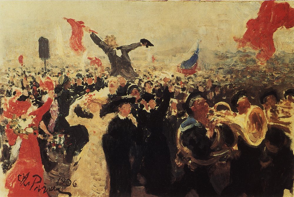  17  1905  .nDemonstration on October 17, 1905 Sketch. av Ilya Efimovich Repin