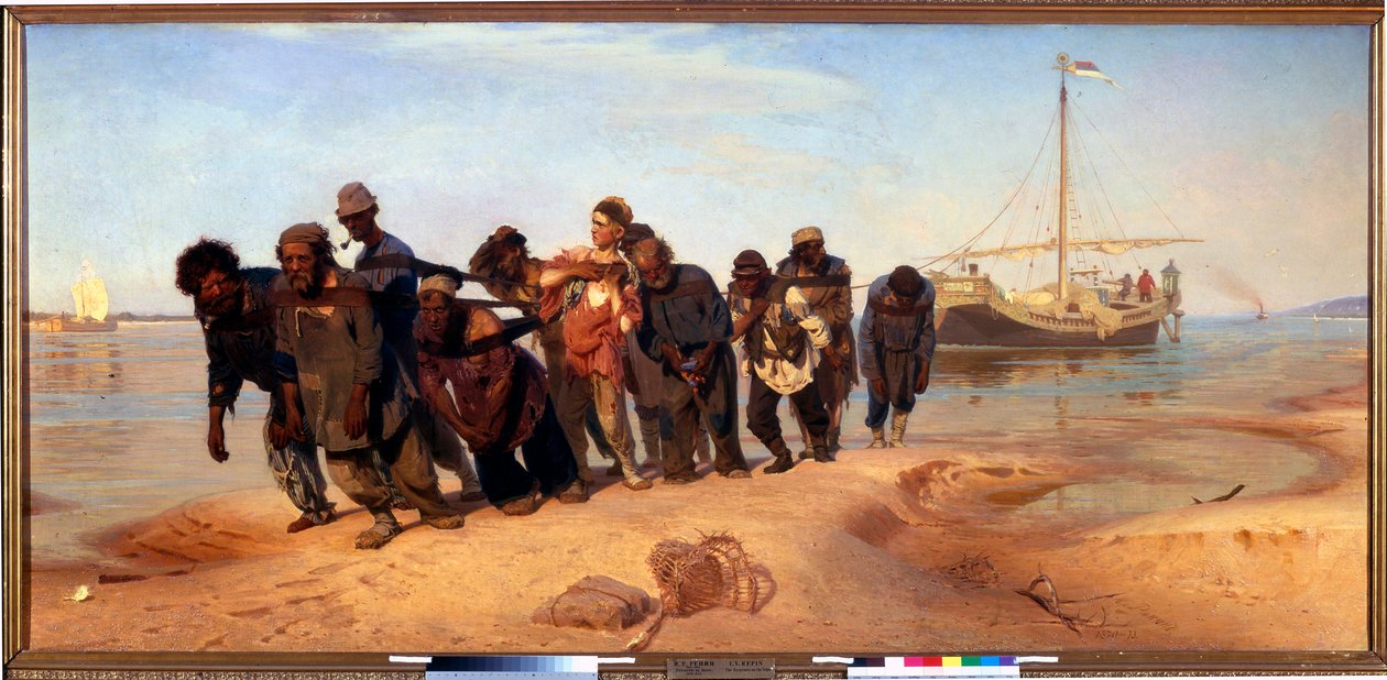 Pråmdragare på Volga (Ryssland) av Ilya Efimovich Repin