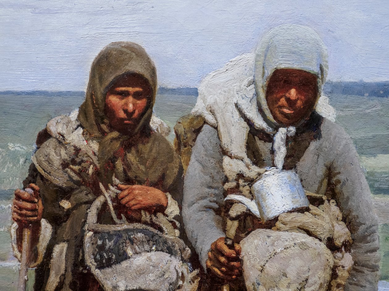 FROMMA KVINNOR PÅ PILGRIMARE (detaljer) av Ilya Efimovich Repin