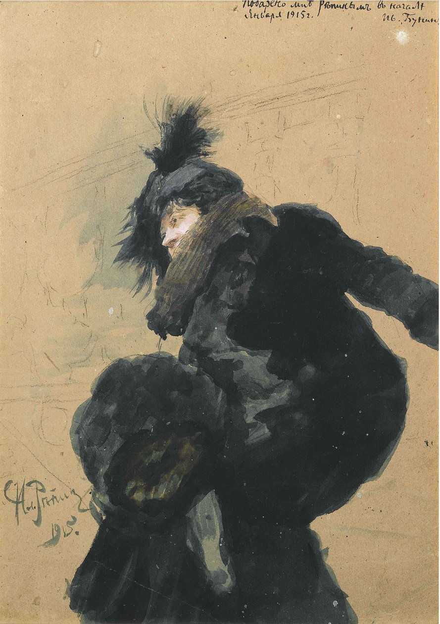 Kvinna i päls, 1915 av Ilya Efimovich Repin