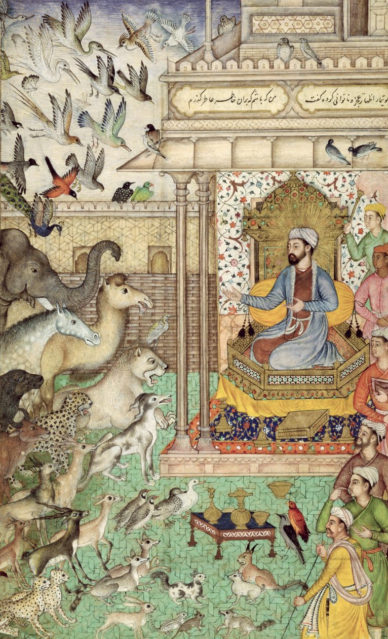 I. 04,f.74r Kung Salomo och djuren, c.1595 av Indian School