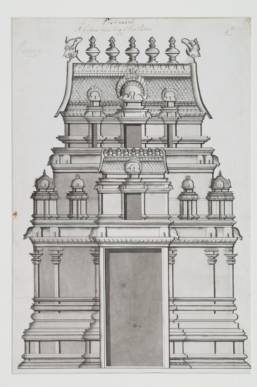 En tvåvånings gopuram av Indian School